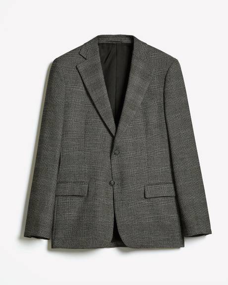 Slim-Fit Charcoal Checkered Suit Blazer