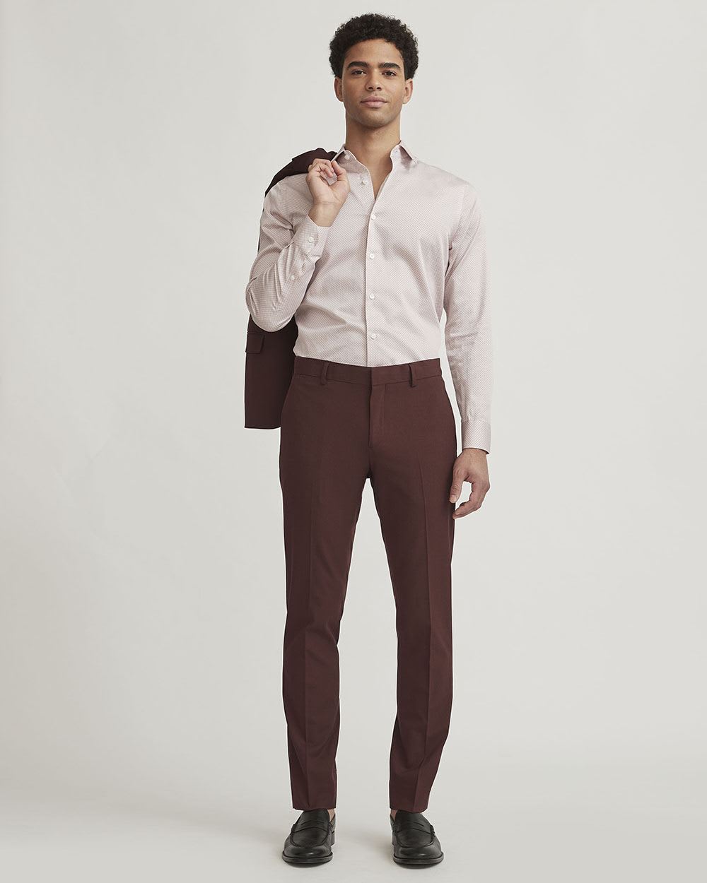 Slim Fit Burgundy Stretch Suit Pant