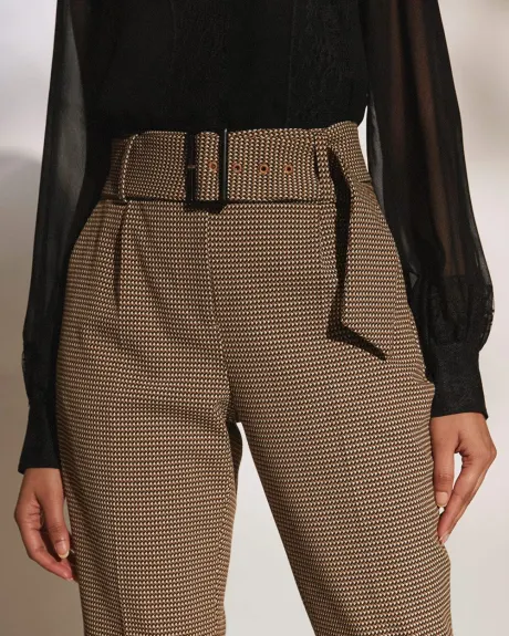 Pantalon de Cheville Fuselé Rétro à Taille Haute avec Ceinture - 28 "