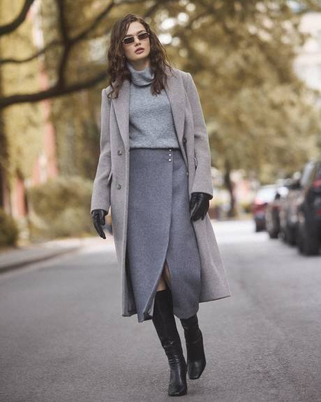 Wool-Blend Long Double-Breasted Coat