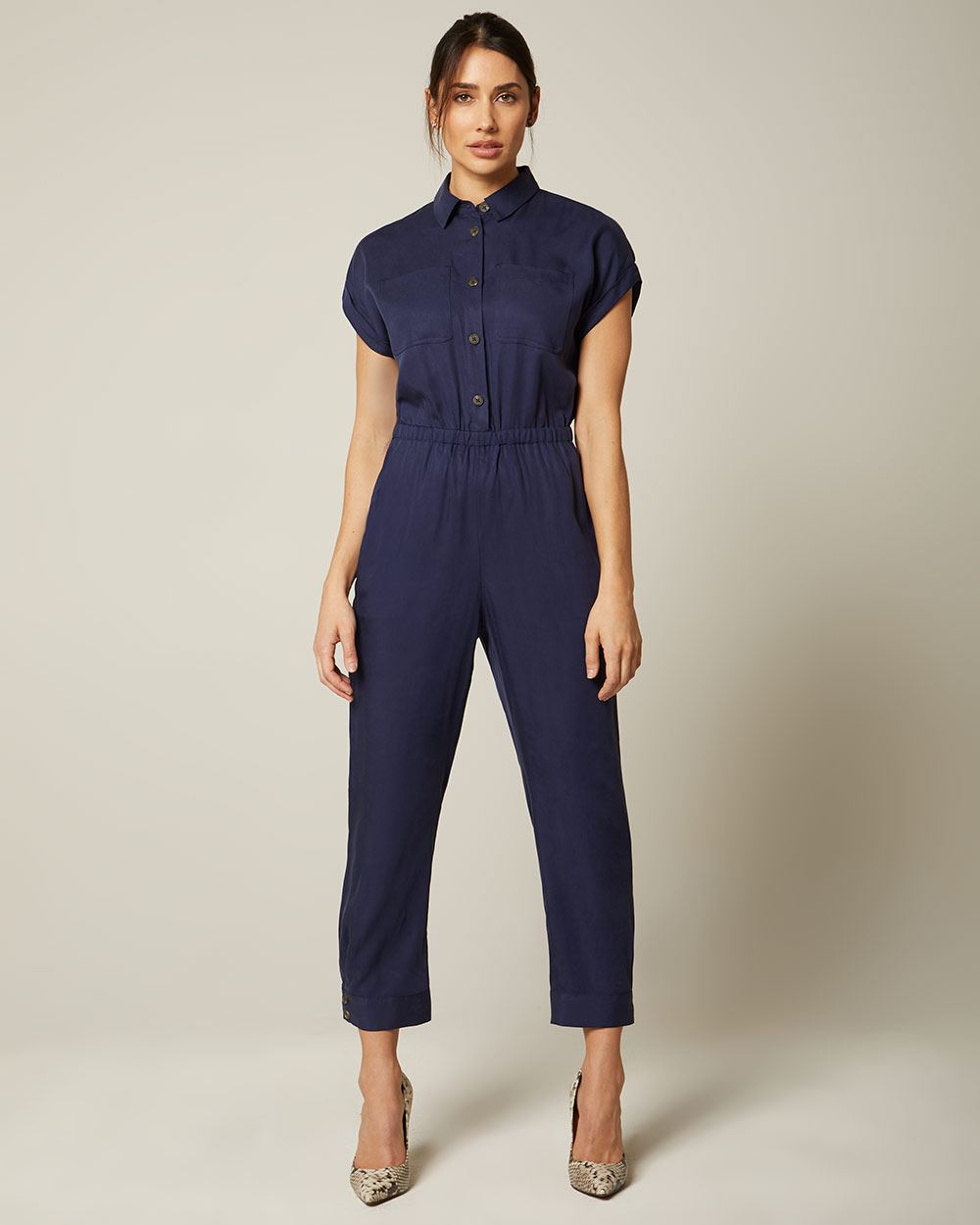 Short sleeve buttoned jumpsuit | RW&CO.