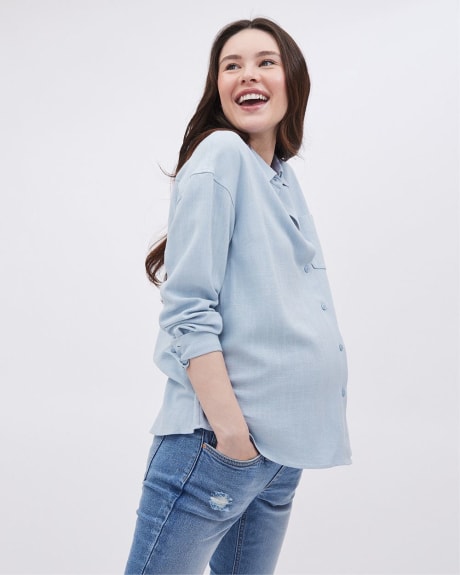Long-Sleeve Buttoned-Down Shirt - Thyme Maternity