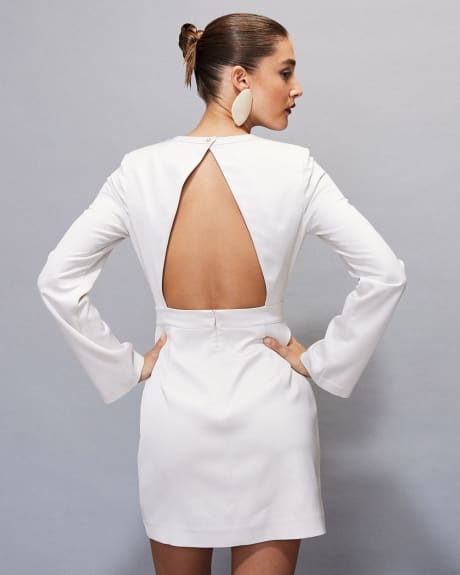 Long-Sleeve Mini Cocktail Dress with Back Cut-Out