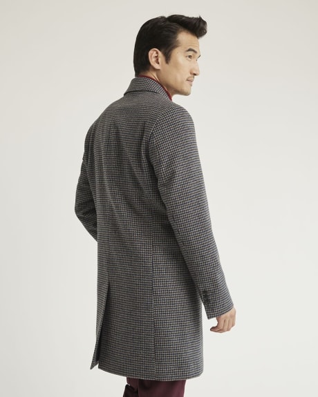 Classic Houndstooth Wool Coat with Tailored Collar