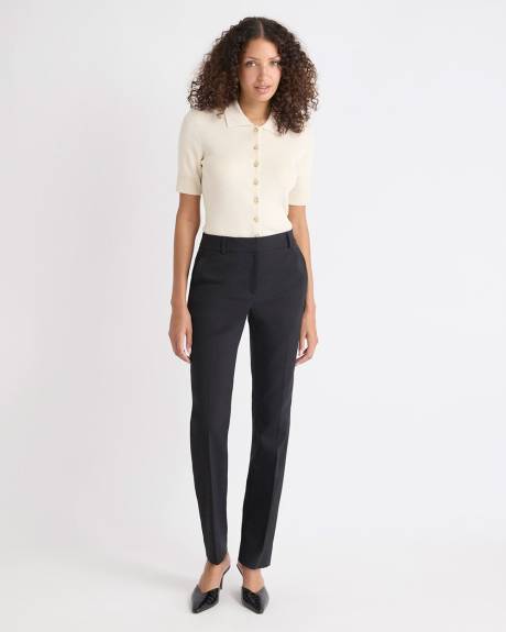 Limitless Black Mid-Rise Long Slim-Leg Signature Pant
