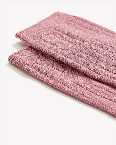 Ribbed Crew Socks with Metallic Fibres
