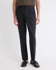 Wool-Blend Tapered-Leg Pleated Dress Pant