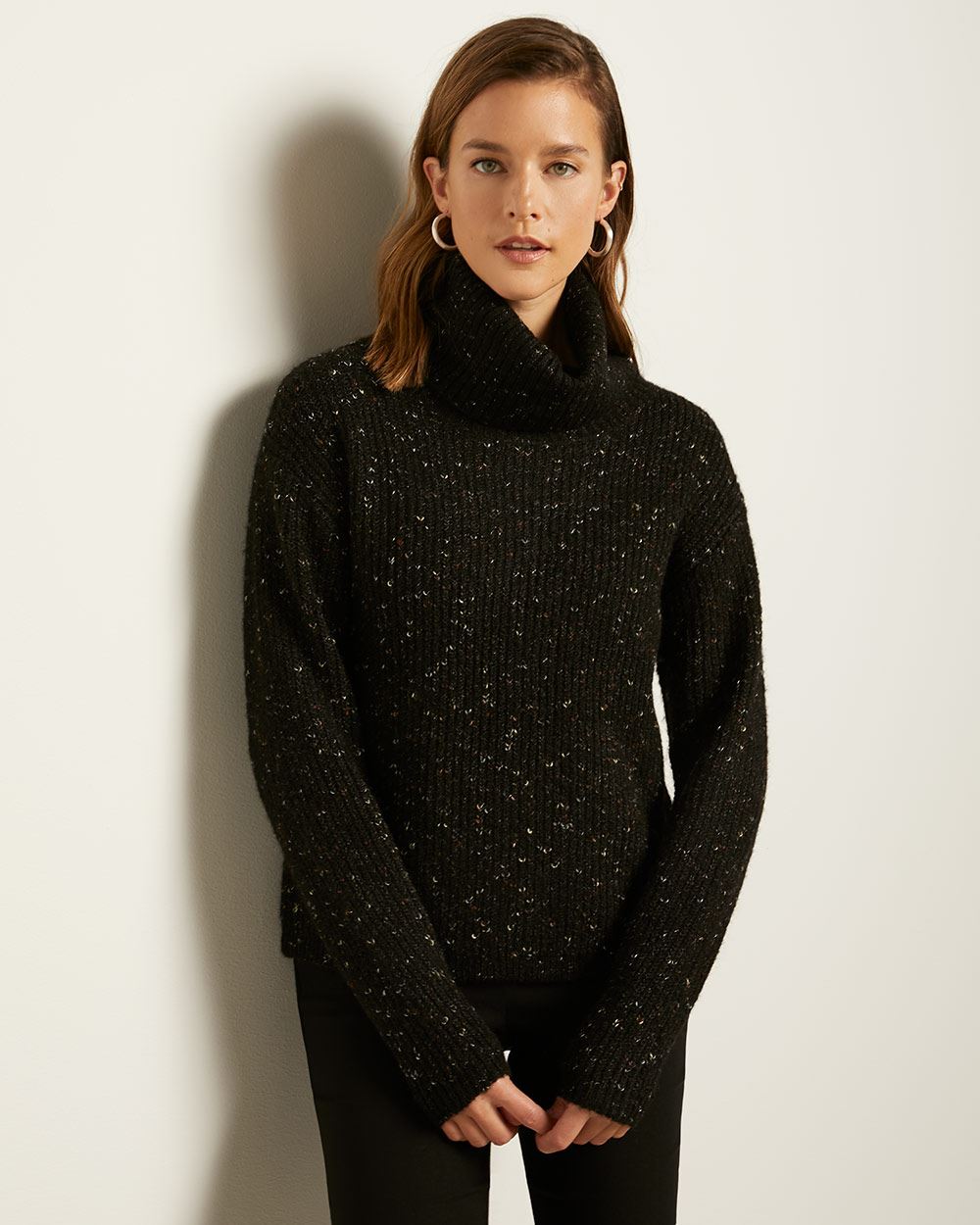 C&G Speckled Knit CowlNeck Sweater RW&CO.