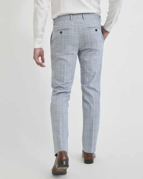 Pantalon de Complet Extensible à Carreaux Glen Bleu Clair à Coupe Étroite