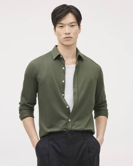 Chemise &agrave; Manches Longues en Coton Piqu&eacute;