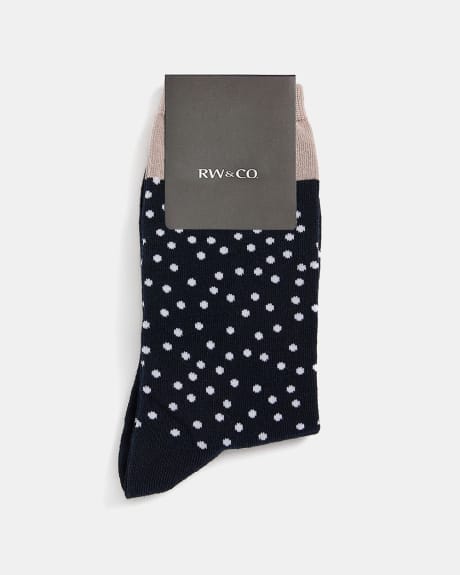 Dotted Socks with Contrast Cuff