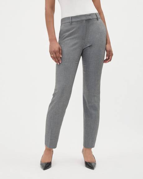 Pantalon Gris &agrave; Jambe Droite et Taille Mi-Haute