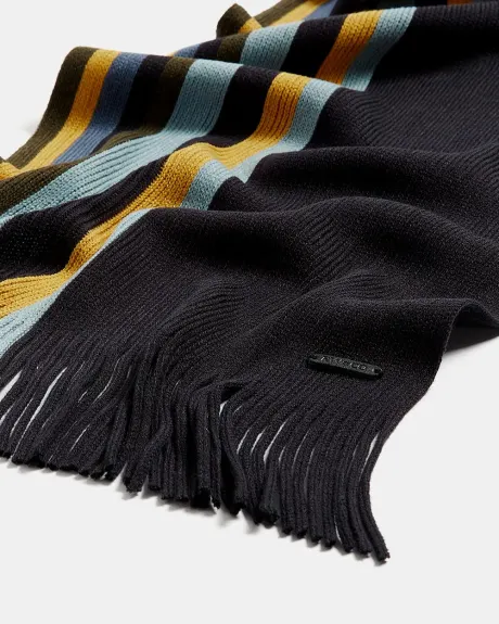 Yellow and Khaki Stripes Knit Scarf