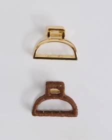 Metal and Raffia Hair Grippers - Set of 2