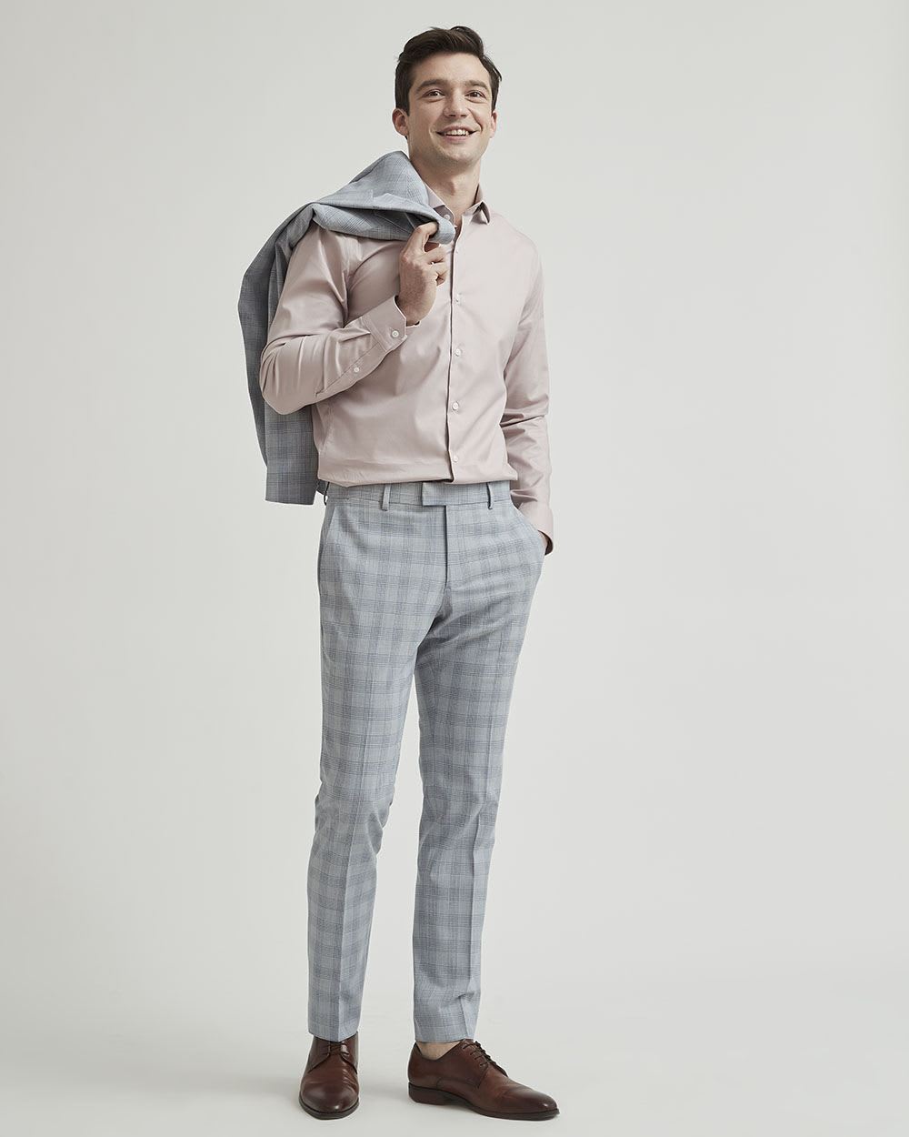 Slim Fit Checkered Grey Suit Pant | RW&CO.