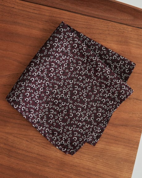 Burgundy Handkerchief with Geometric Pattern