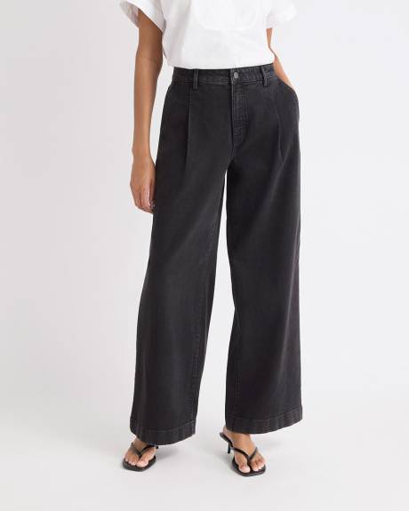 Dark Grey Mid-Rise Wide-Leg Jeans