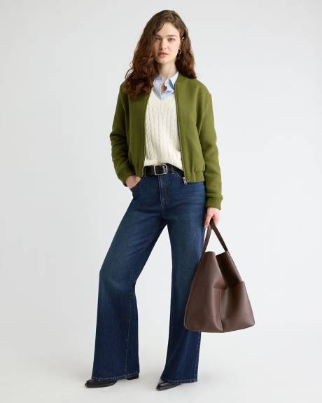 Wool-Blend Zip-Up Bomber Jacket