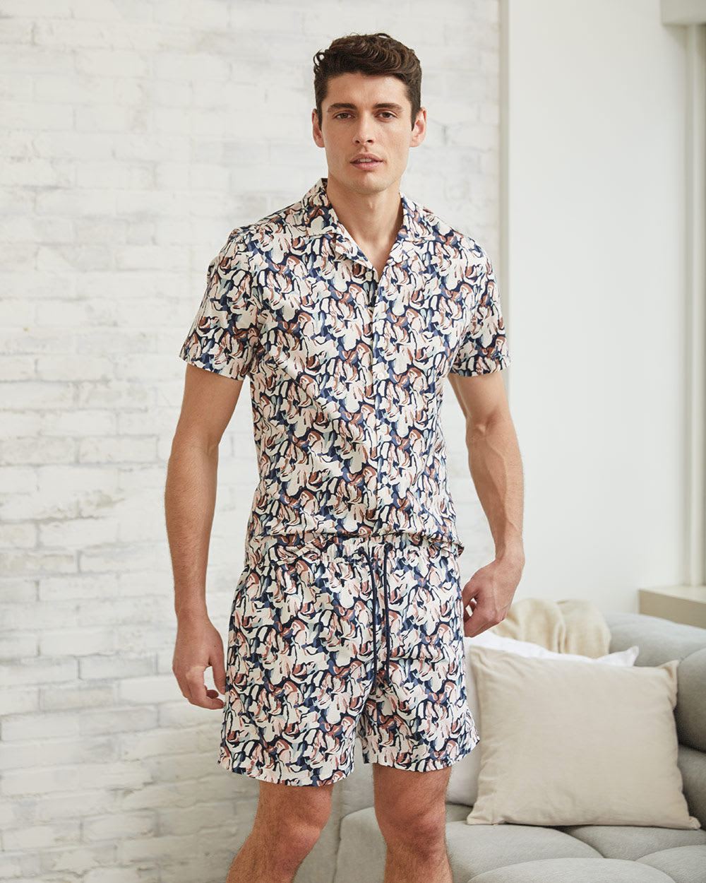 Tailored Fit Camp Collar Floral Shirt | RW&CO.