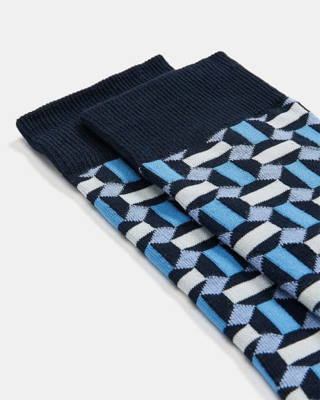 Blue Geometric Socks