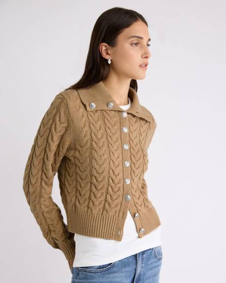 Long-Sleeve Collared Cardigan