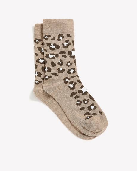 Crew Socks with Leopard Pattern