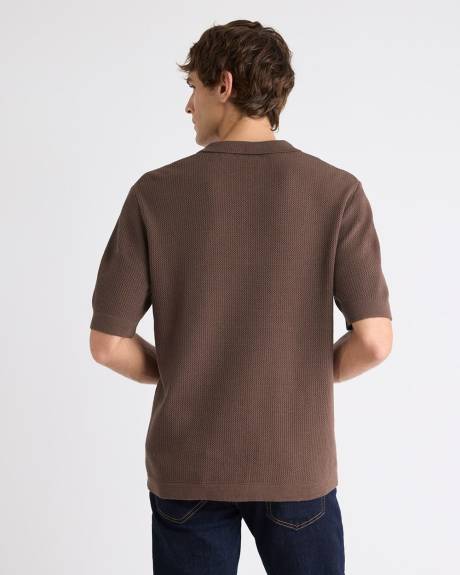 Short-Sleeve Cotton Polo with Fancy Stitches