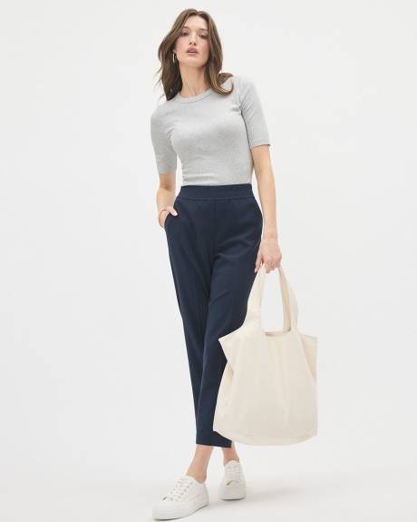 T-Shirt Ajust&eacute; &agrave; Manches aux Coudes et Col Rond