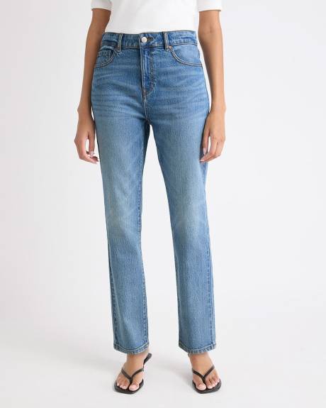 Jeans à Taille Haute et Jambe Droite Ajustée