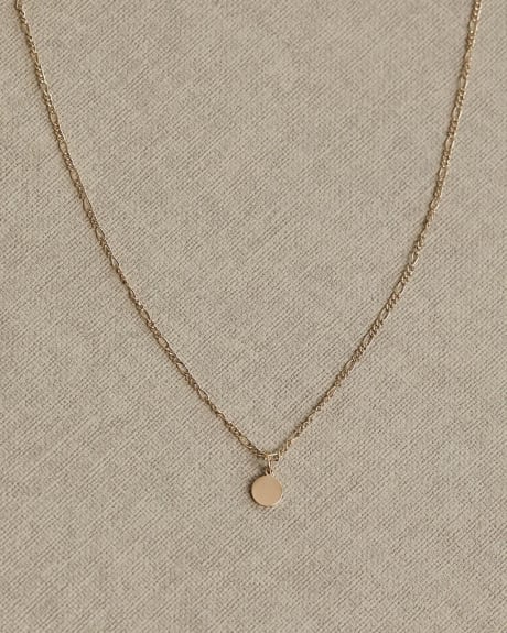 Figaro Chain Necklace with Disc Pendant