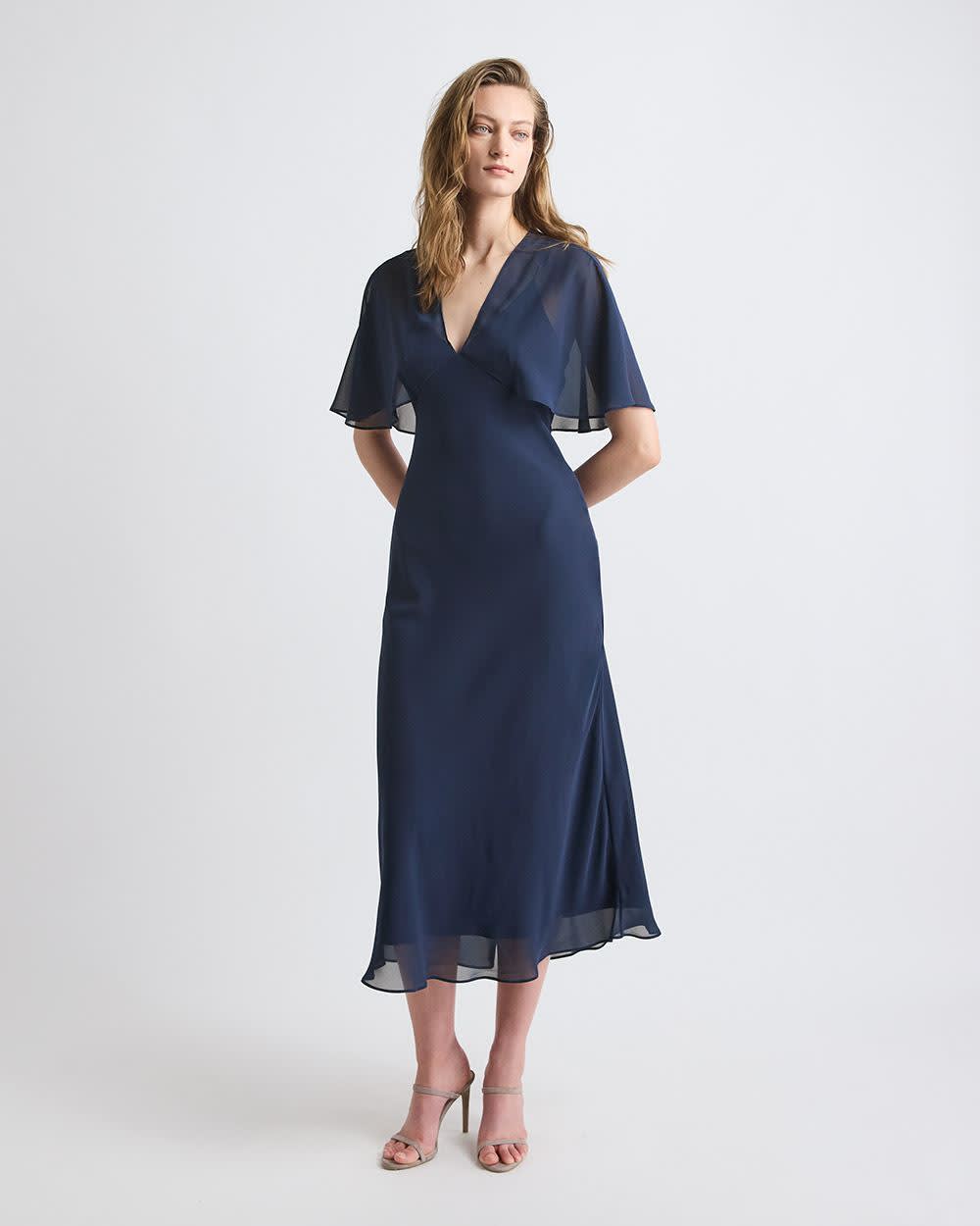 Sleeveless Midi Cocktail Dress with Cape