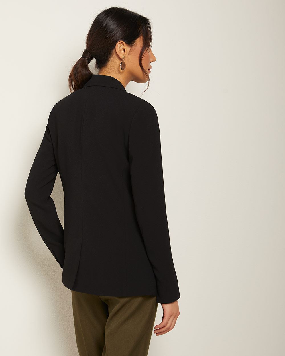 Long Loose-fit open-front crepe blazer | RW&CO.