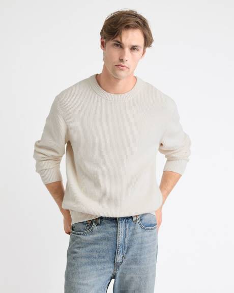 Cashmere-Blend Long-Sleeve Crew-Neck Sweater