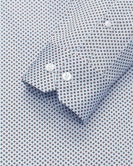 Chemise Habillée à Coupe Ajustée avec Micro-Imprimé de Fleurs Géométriques