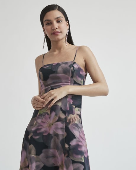 Floral A-Line Dress with Adjustable Straps