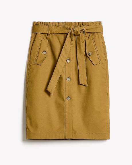 Knee-Length Pencil Skirt with Paperbag Waistband