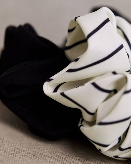 Striped and Solid Scrunchies - Set of 2