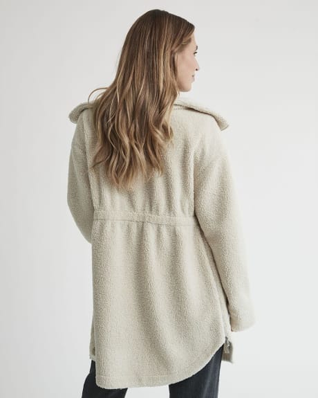 Sherpa Jacket with Zipper Closure - Thyme Maternity
