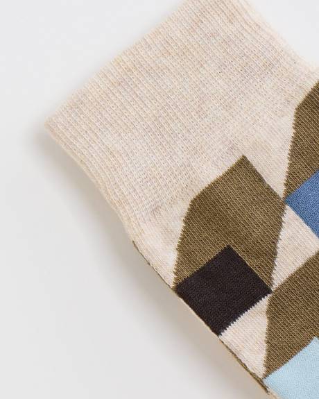 Socks with Square Geometric Pattern