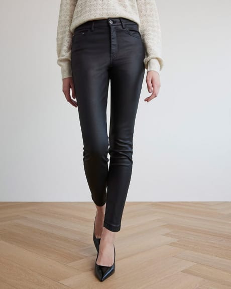 Black High-Waisted Coated Skinny Jeans
