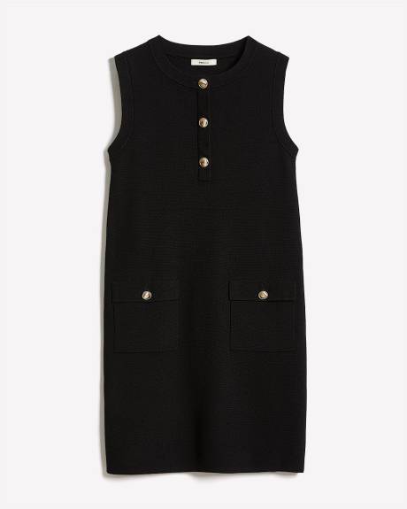 Sleeveless Crew-Neck Mini Sweater Dress