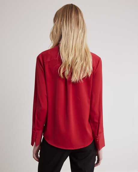 Long-Sleeve Buttoned-Down Twill Blouse