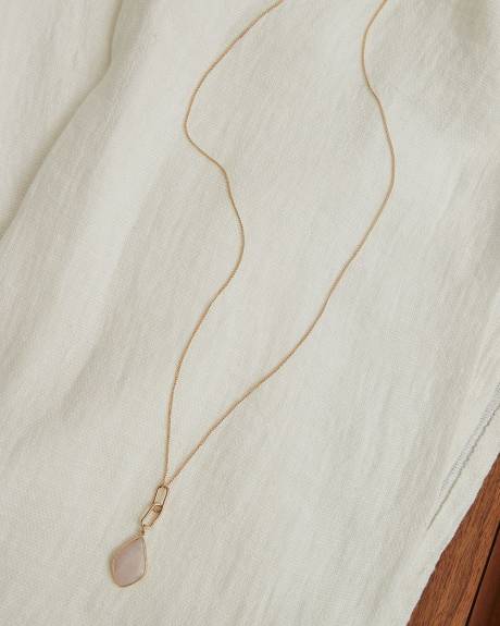 Long Necklace with Semi-Precious Stone Pendant