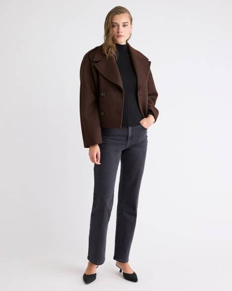 Mock-Neck Sweater with Buttons on Sleeves