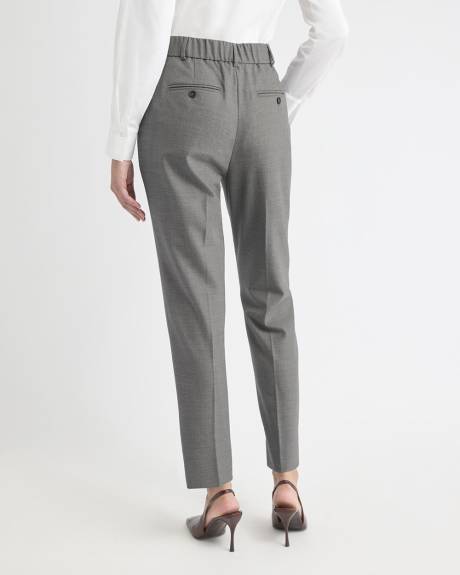 Wool-Blend High-Rise Long Tapered Pant with Elastic Waist