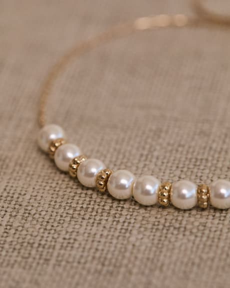 Adjustable Bracelet with Row of Pearls
