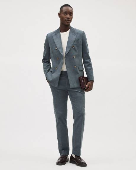 Tailored-Fit Double-Breasted Corduroy Suit Blazer