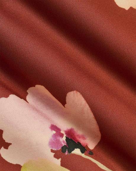 Robe Cocktail Midi en Satin Sans Manches &agrave; Encolure Licou