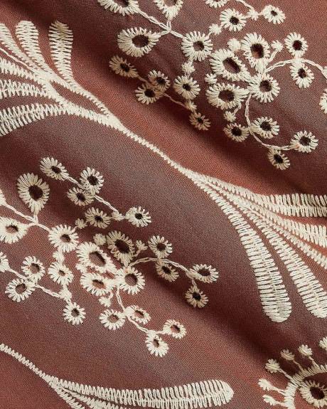 Robe Droite Maxi &agrave; Oeillets Sans Manches &agrave; Col V