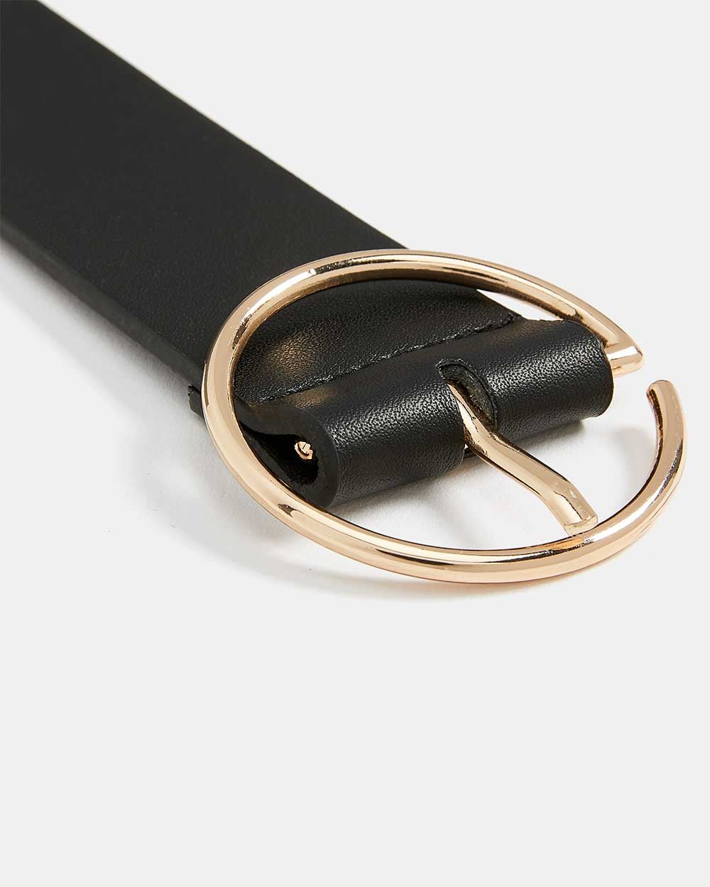 Solid Black Belt with Round Buckle
